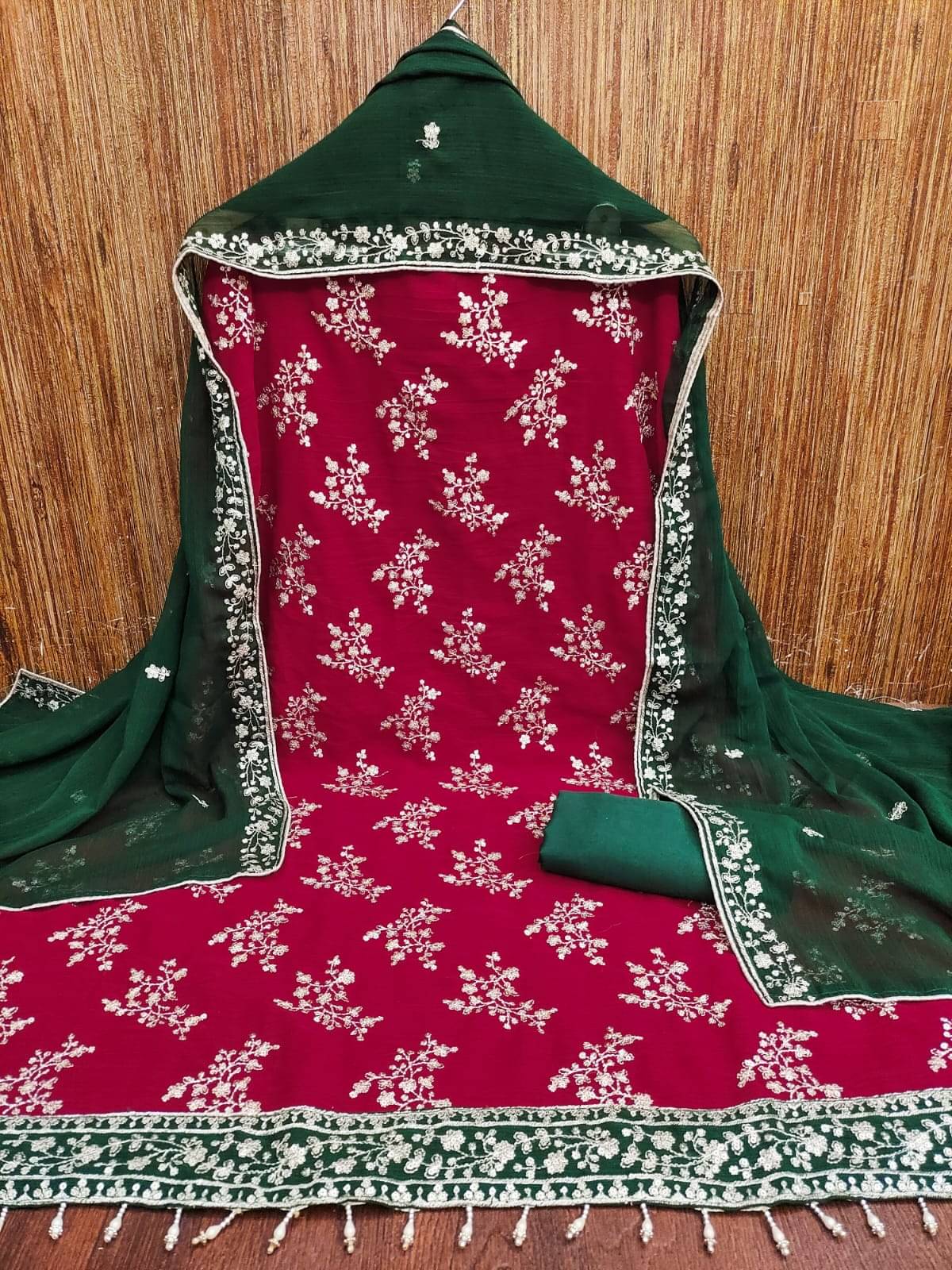 HL SILKMILLS Unstitched Georgette Embroidered Dress Material - Red,Green ( Pack of 1 ) HL SILKMILLS Unstitched Georgette Embroidered Dress Material - Red,Green ( Pack of 1 )