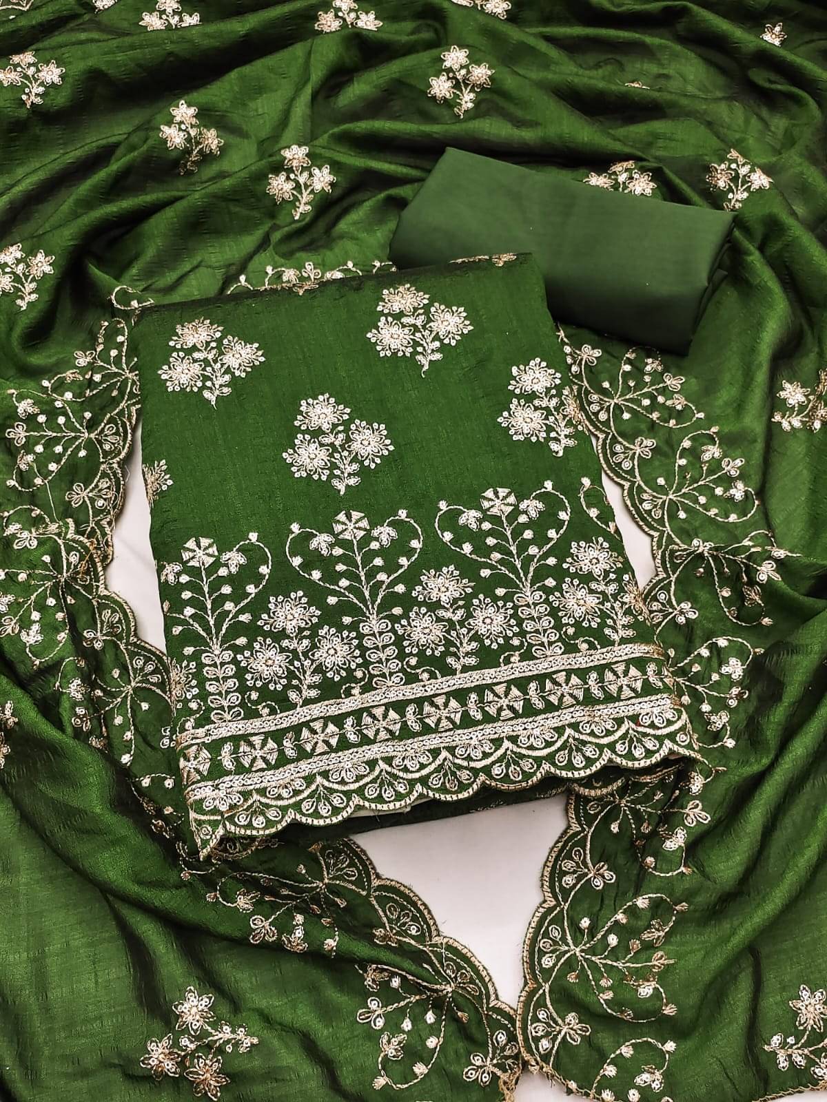 HL SILKMILLS Unstitched Silk Embroidered Dress Material - Green ( Pack of 1 ) HL SILKMILLS Unstitched Silk Embroidered Dress Material - Green ( Pack of 1 )