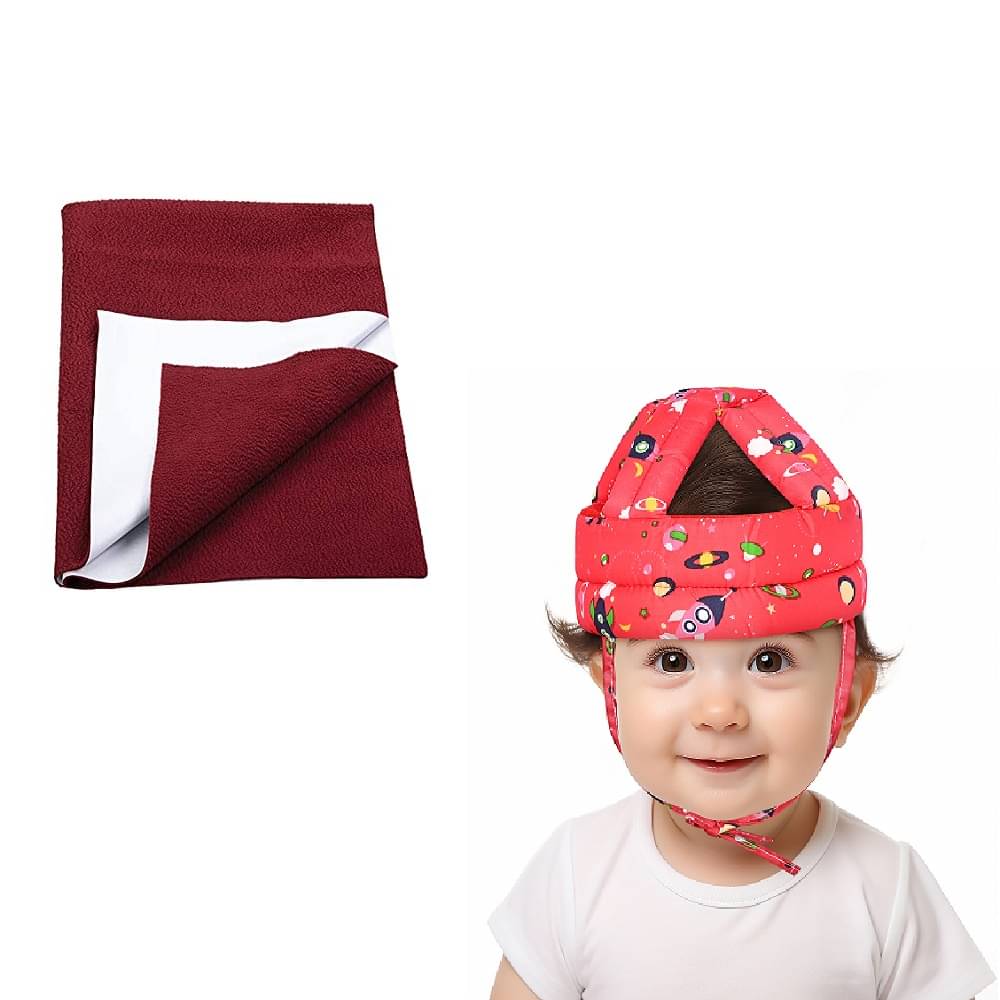     			HUG PUPPY Red Microfibre Bed Protector Sheet ( Pack of 2 )