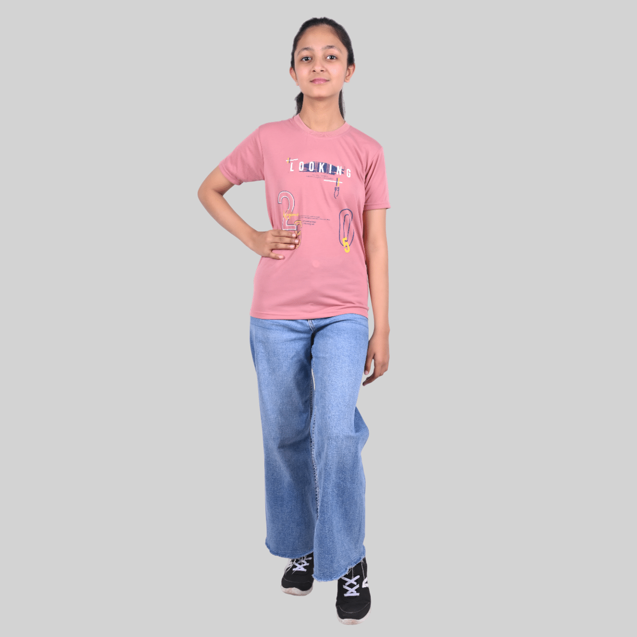     			Kidzee Kingdom Pack of 1 Girls Cotton T-Shirt ( Peach )