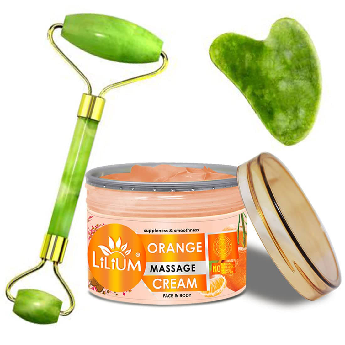     			Lilium Orange Massage Cream With Face Rollar