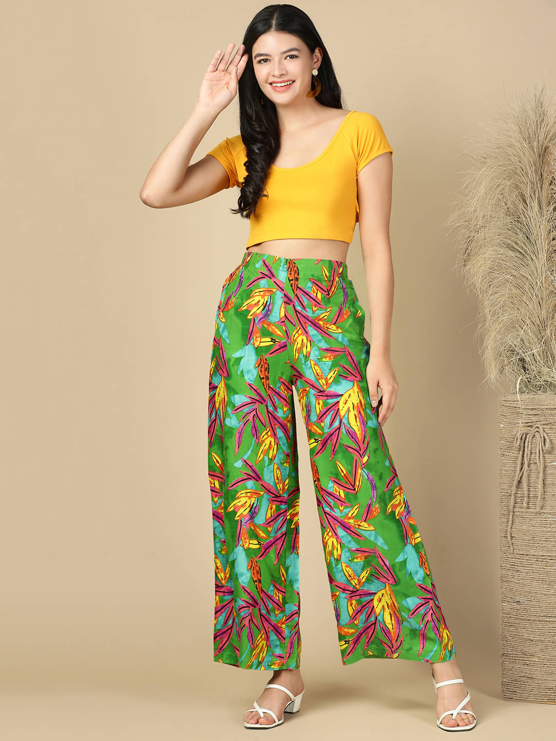 PYNK Pack of 1 Cotton Wide leg Women's Palazzos ( Multicolor 4 ) PYNK Pack of 1 Cotton Wide leg Women's Palazzos ( Multicolor 4 )