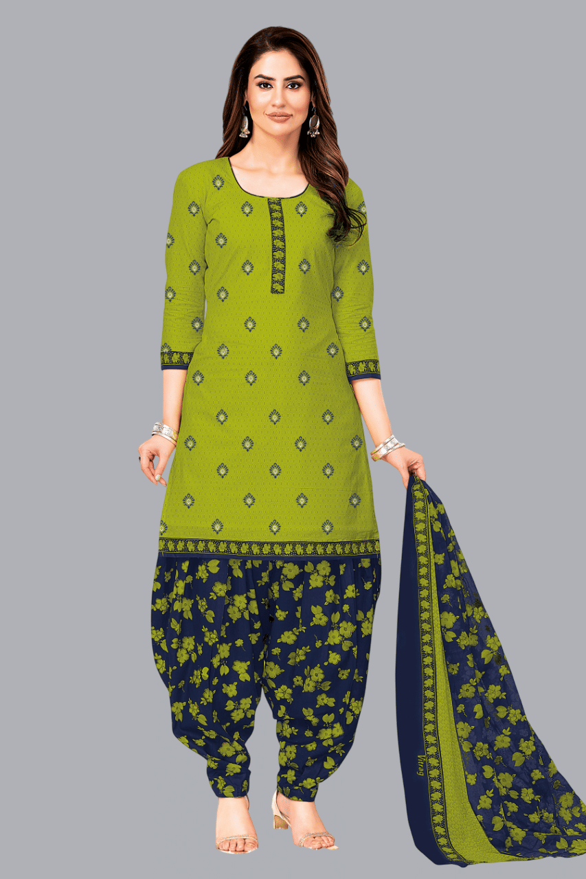     			SIMMU Unstitched Cotton Printed Dress Material - Green ( Pack of 1 )