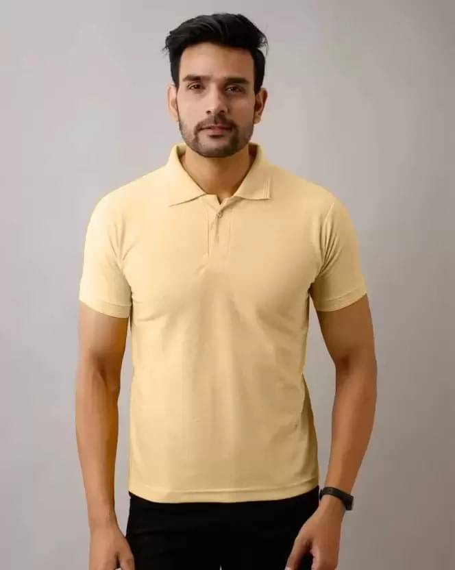     			SKYRISE Pack of 1 Cotton Blend Slim Fit Solid Half Sleeves Men's Polo T Shirt ( Beige )