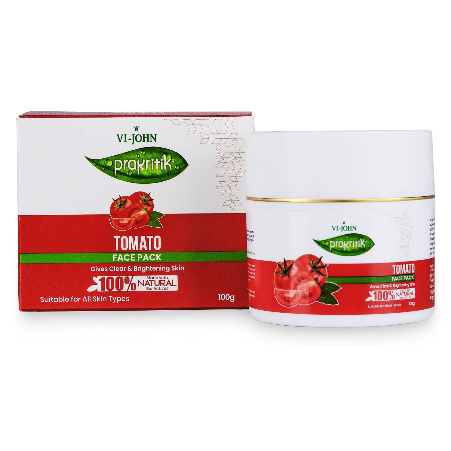     			Vi-John Prakritik Tomato Face Pack Glowing Radiant & Brightening For All Skin Type, 100gm (Pack of 1)