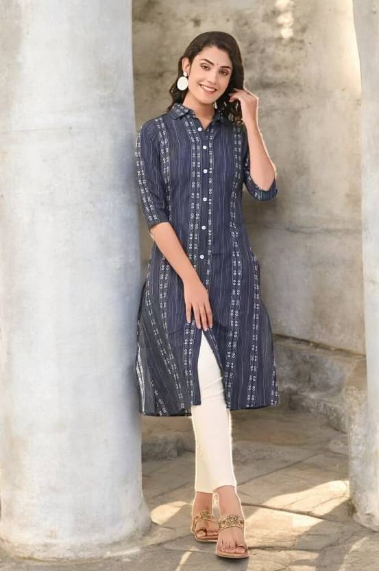 vinchic Pack of 1 Cotton Embroidered Anarkali Women's Kurti - ( Multicolor ) vinchic Pack of 1 Cotton Embroidered Anarkali Women's Kurti - ( Multicolor )