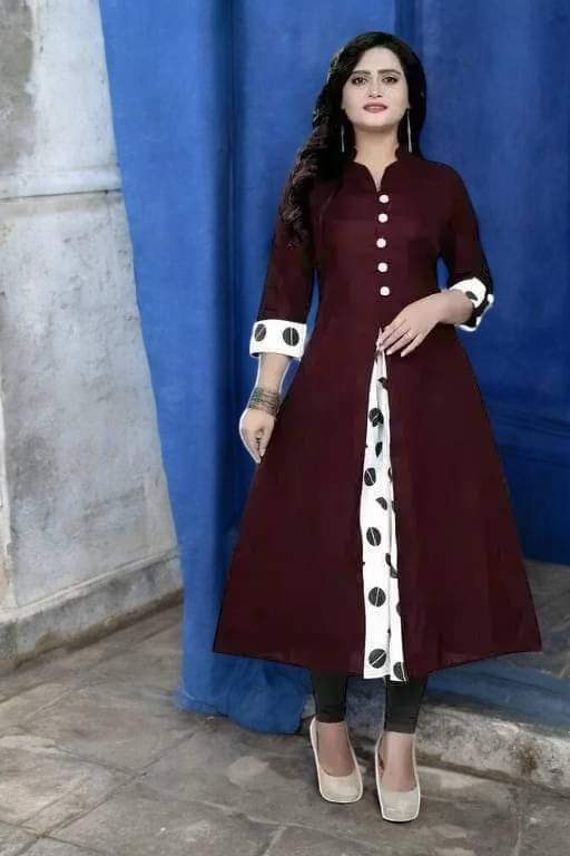     			vinchic Pack of 1 Cotton Embroidered Anarkali Women's Kurti - ( Multicolor )