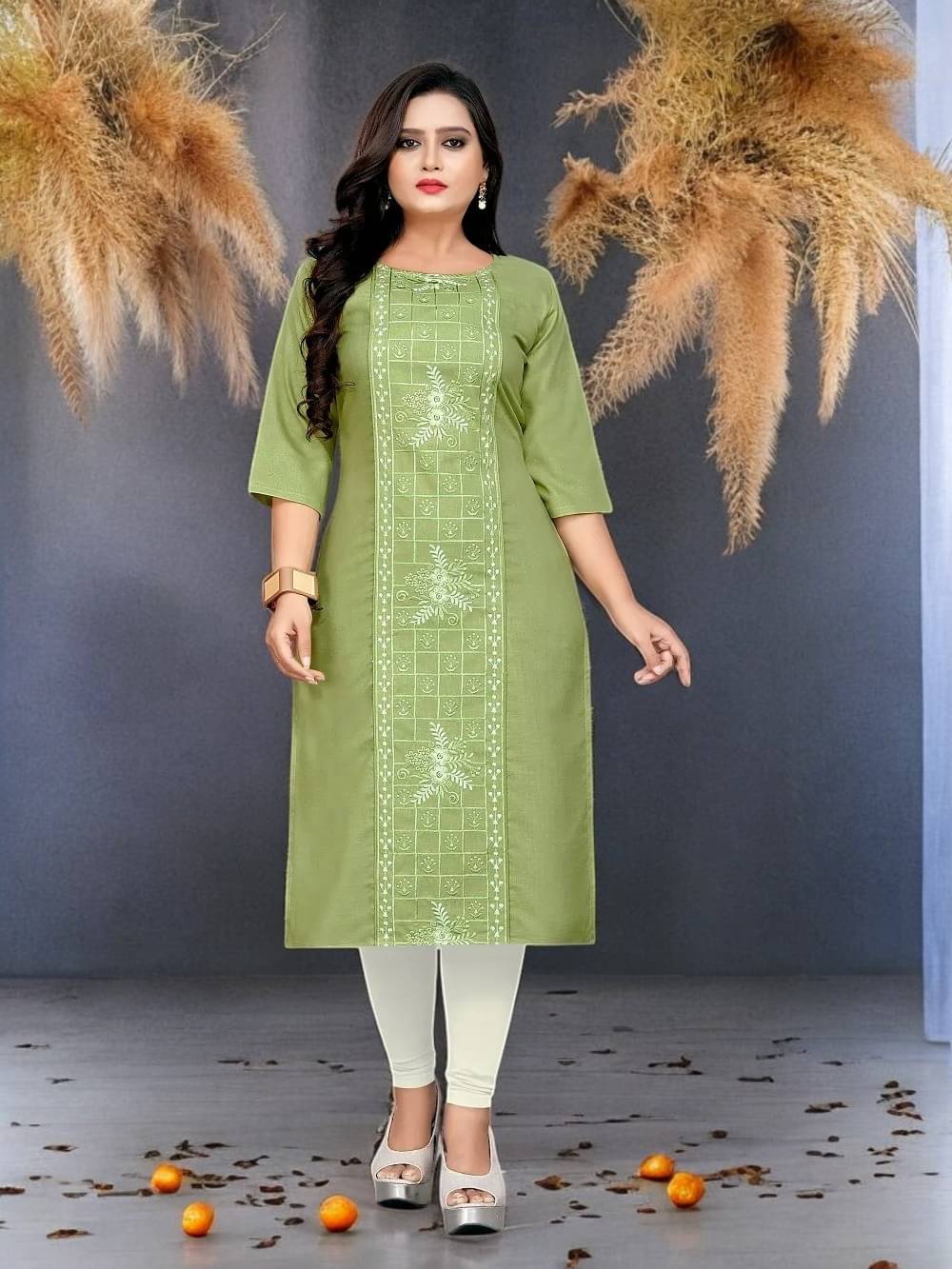     			vinchic Pack of 1 Cotton Embroidered Anarkali Women's Kurti - ( Multicolor )