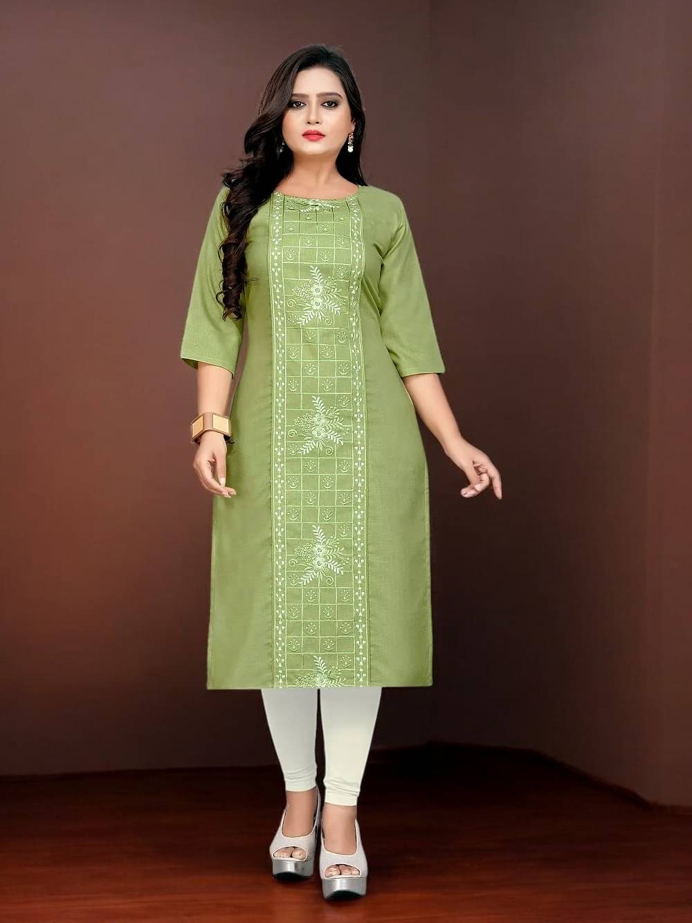 vinchic Pack of 1 Cotton Embroidered Anarkali Women's Kurti - ( Multicolor )     			vinchic Pack of 1 Cotton Embroidered Anarkali Women's Kurti - ( Multicolor )