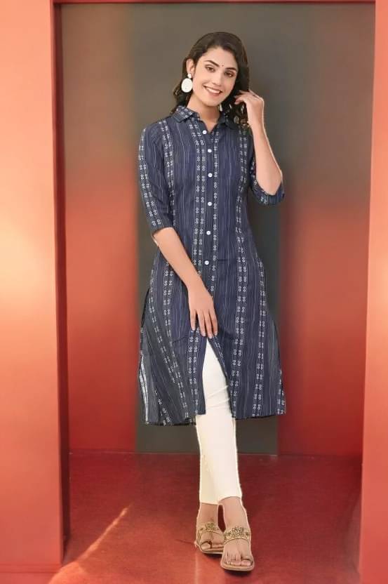 vinchic Pack of 1 Cotton Embroidered Anarkali Women's Kurti - ( Multicolor ) vinchic Pack of 1 Cotton Embroidered Anarkali Women's Kurti - ( Multicolor )