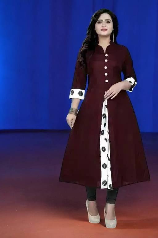     			vinchic Pack of 1 Cotton Embroidered Anarkali Women's Kurti - ( Multicolor )