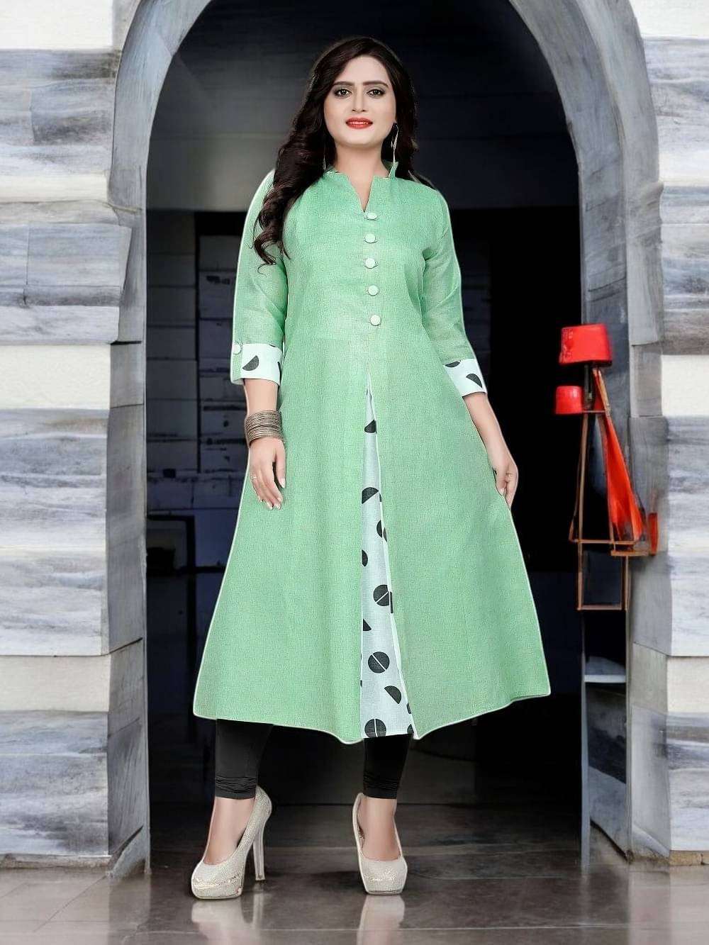 vinchic Pack of 1 Cotton Embroidered Anarkali Women's Kurti - ( Multicolor ) vinchic Pack of 1 Cotton Embroidered Anarkali Women's Kurti - ( Multicolor )