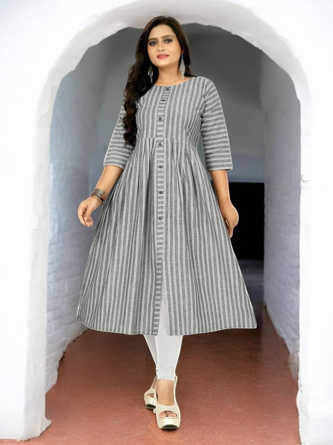 vinchic Pack of 1 Cotton Embroidered Anarkali Women's Kurti - ( Multicolor ) vinchic Pack of 1 Cotton Embroidered Anarkali Women's Kurti - ( Multicolor )