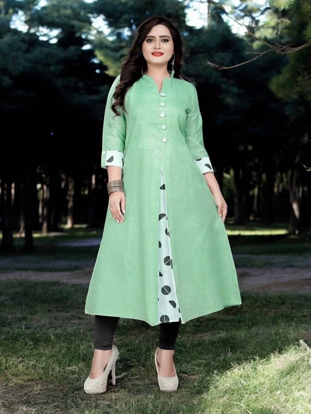vinchic Pack of 1 Cotton Embroidered Anarkali Women's Kurti - ( Multicolor ) vinchic Pack of 1 Cotton Embroidered Anarkali Women's Kurti - ( Multicolor )