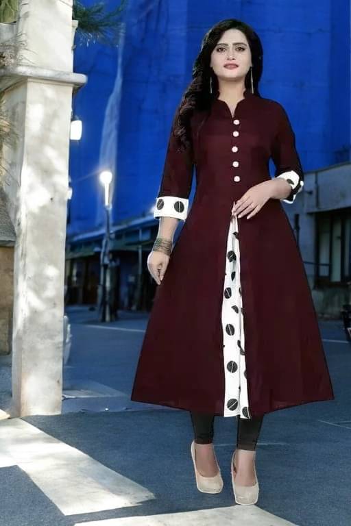 vinchic Pack of 1 Cotton Embroidered Anarkali Women's Kurti - ( Multicolor )     			vinchic Pack of 1 Cotton Embroidered Anarkali Women's Kurti - ( Multicolor )