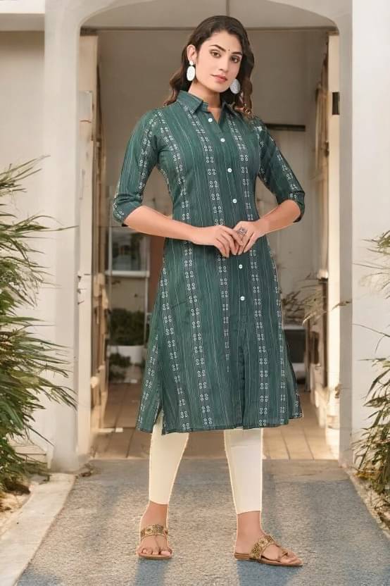     			vinchic Pack of 1 Cotton Embroidered Anarkali Women's Kurti - ( Multicolor )