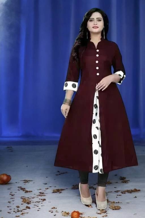     			vinchic Pack of 1 Cotton Embroidered Anarkali Women's Kurti - ( Multicolor )