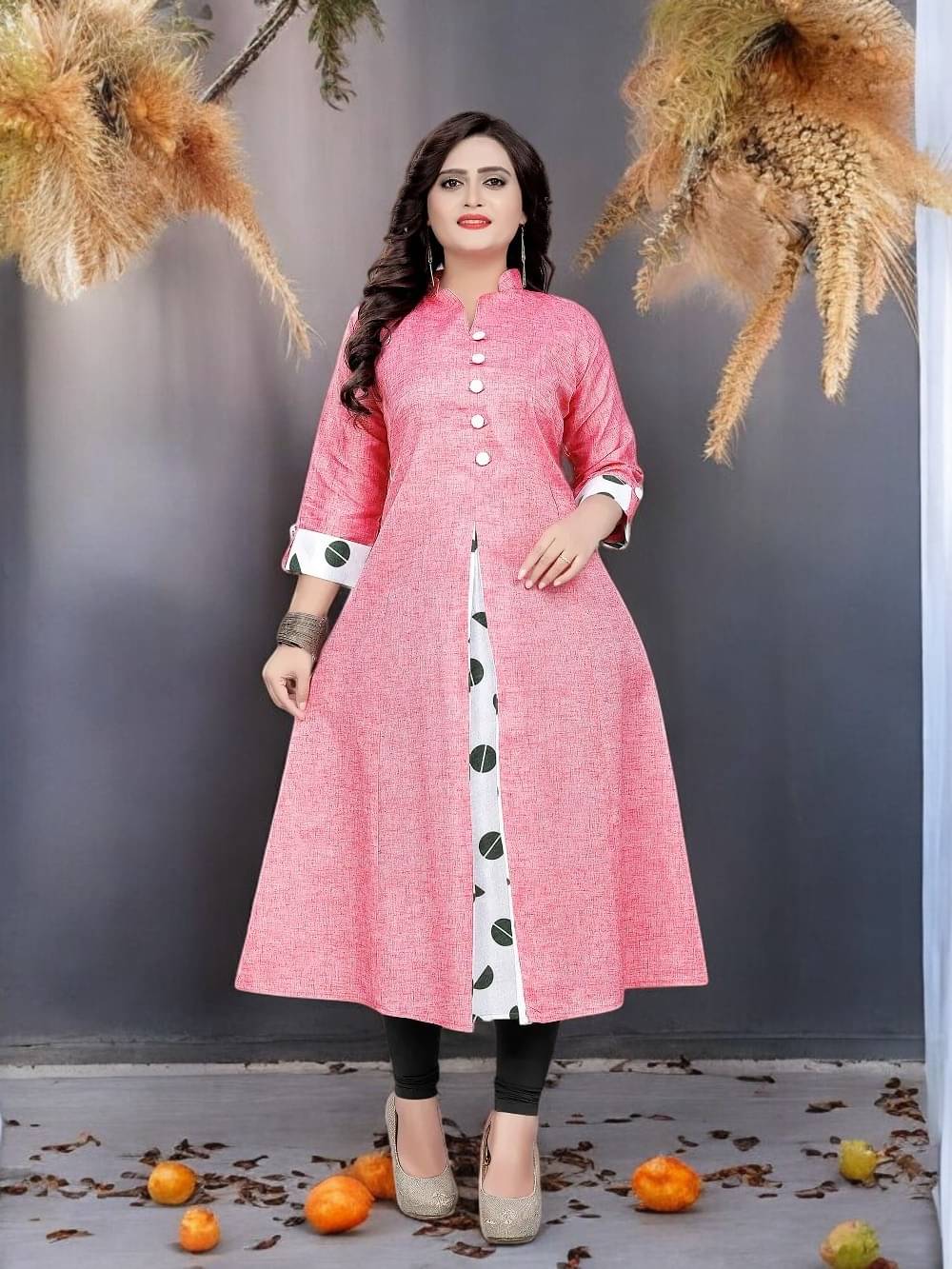     			vinchic Pack of 1 Cotton Embroidered Anarkali Women's Kurti - ( Multicolor )
