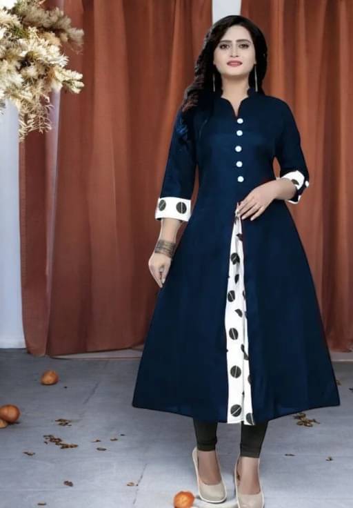     			vinchic Pack of 1 Cotton Embroidered Anarkali Women's Kurti - ( Multicolor )