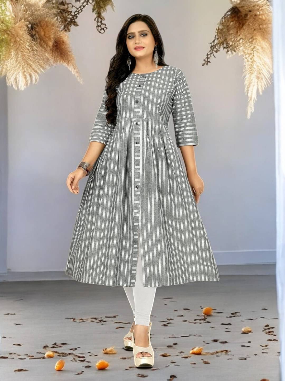 vinchic Pack of 1 Cotton Embroidered Anarkali Women's Kurti - ( Multicolor ) vinchic Pack of 1 Cotton Embroidered Anarkali Women's Kurti - ( Multicolor )