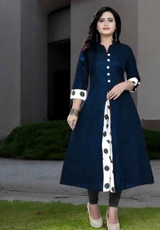     			vinchic Pack of 1 Cotton Embroidered Anarkali Women's Kurti - ( Multicolor )