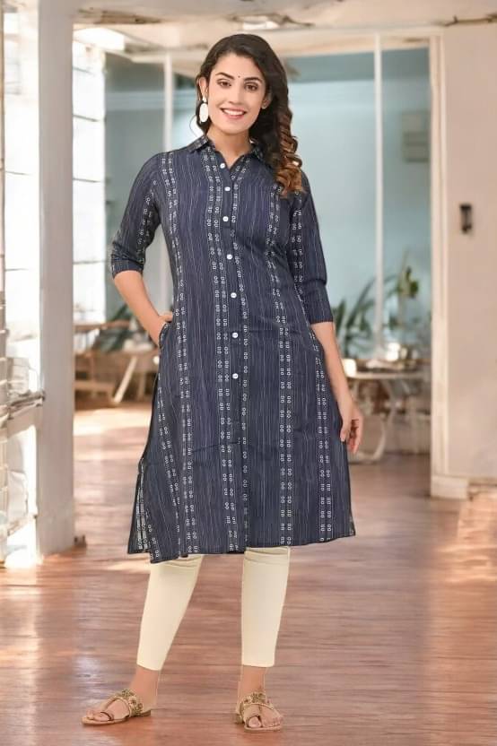     			vinchic Pack of 1 Cotton Embroidered Anarkali Women's Kurti - ( Multicolor )