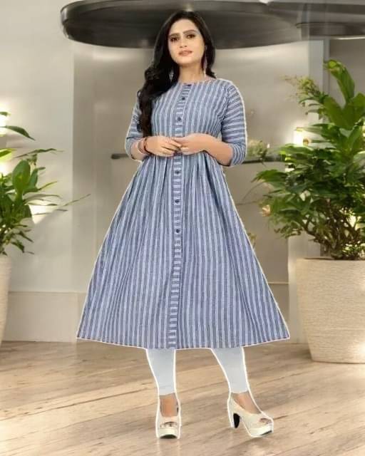     			vinchic Pack of 1 Cotton Embroidered Anarkali Women's Kurti - ( Multicolor )