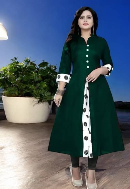     			vinchic Pack of 1 Cotton Embroidered Anarkali Women's Kurti - ( Multicolor )