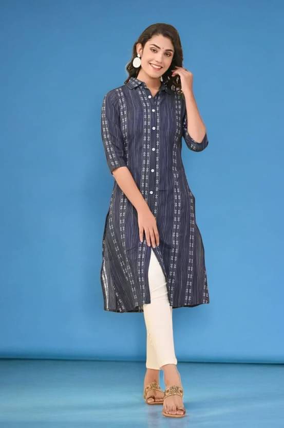 vinchic Pack of 1 Cotton Embroidered Anarkali Women's Kurti - ( Multicolor ) vinchic Pack of 1 Cotton Embroidered Anarkali Women's Kurti - ( Multicolor )