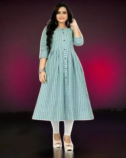     			vinchic Pack of 1 Cotton Embroidered Anarkali Women's Kurti - ( Multicolor )