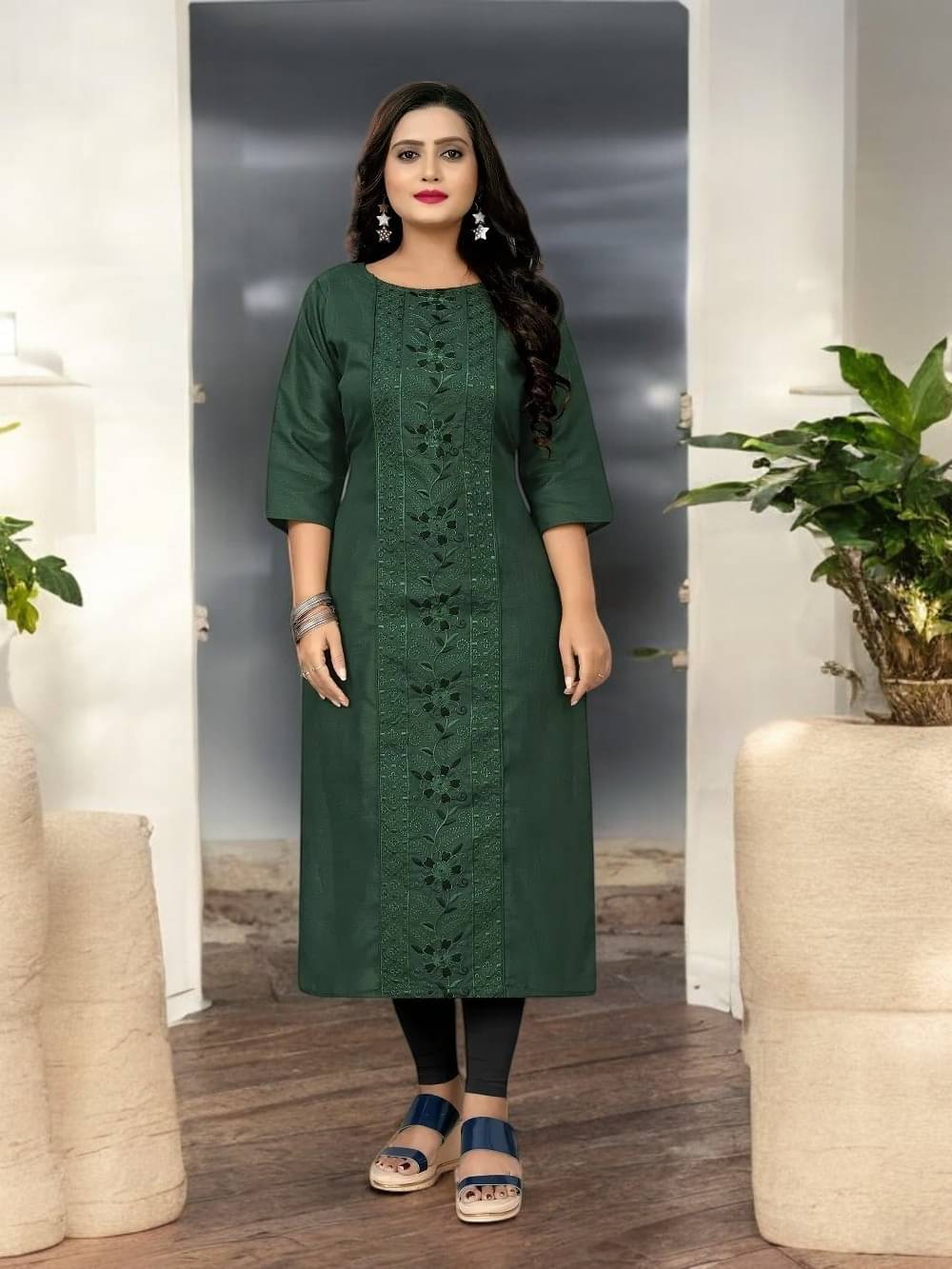 vinchic Pack of 1 Cotton Embroidered Anarkali Women's Kurti - ( Multicolor )     			vinchic Pack of 1 Cotton Embroidered Anarkali Women's Kurti - ( Multicolor )