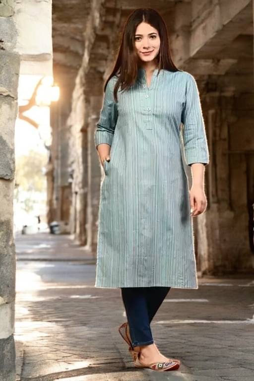     			vinchic Pack of 1 Cotton Embroidered Anarkali Women's Kurti - ( Multicolor )