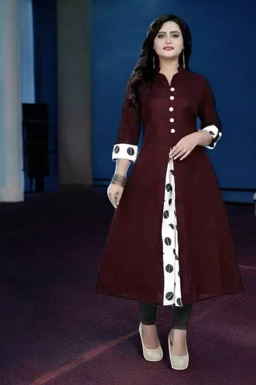     			vinchic Pack of 1 Cotton Embroidered Anarkali Women's Kurti - ( Multicolor )