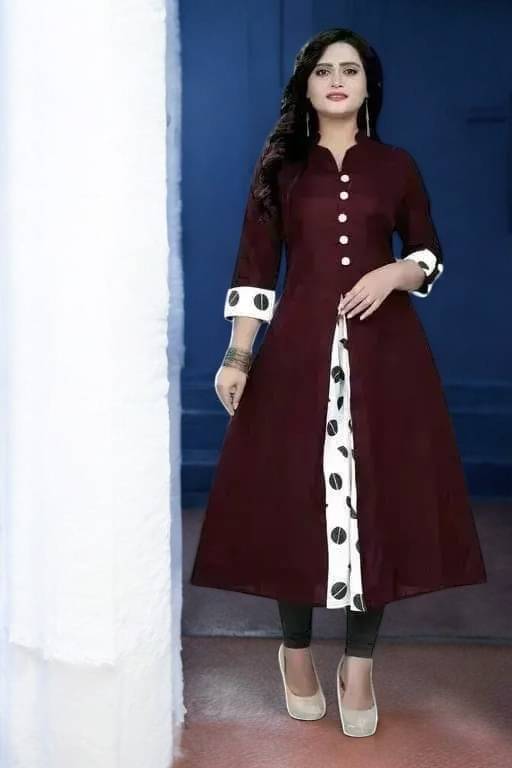 vinchic Pack of 1 Cotton Embroidered Anarkali Women's Kurti - ( Multicolor ) vinchic Pack of 1 Cotton Embroidered Anarkali Women's Kurti - ( Multicolor )