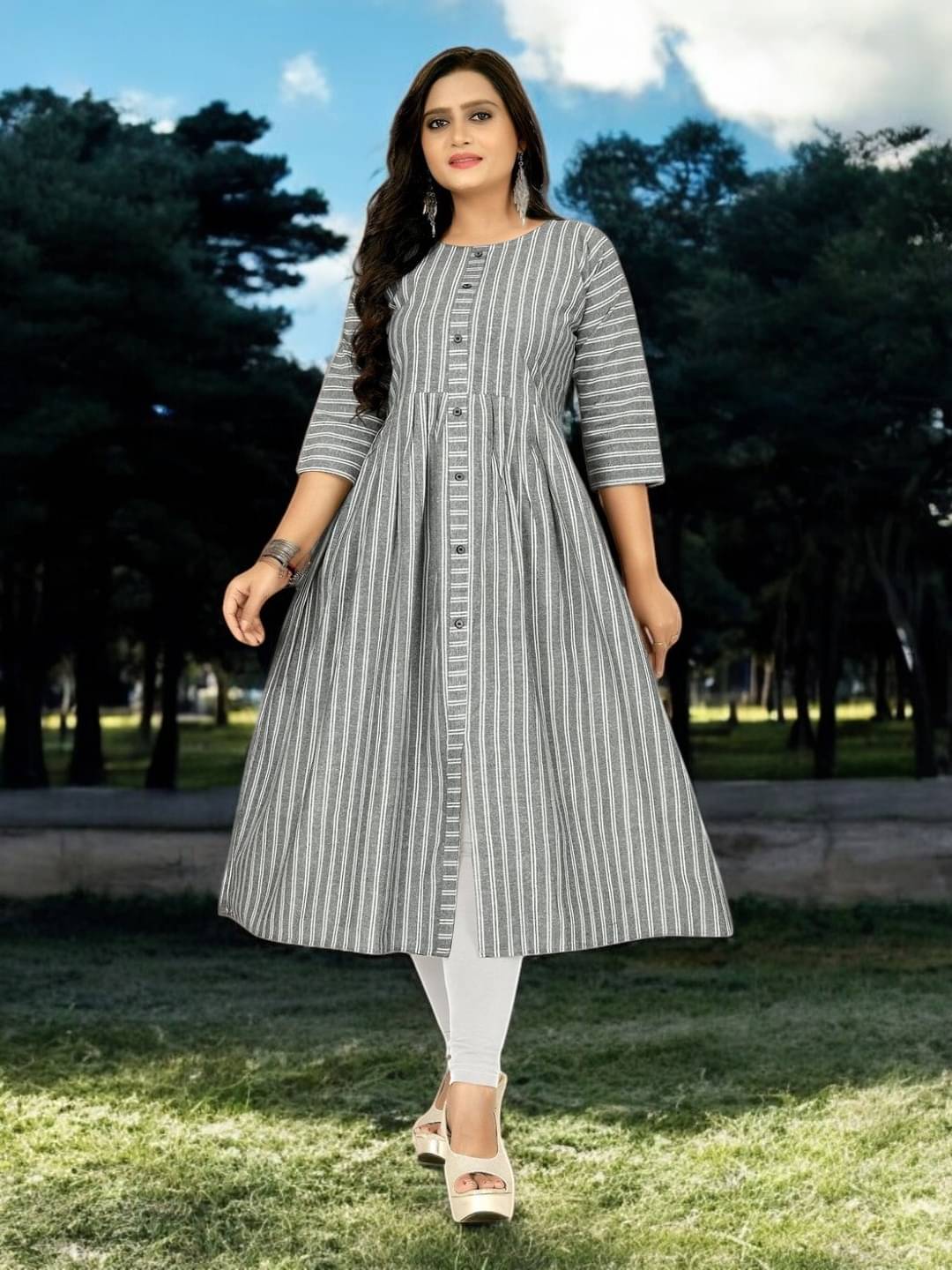 vinchic Pack of 1 Cotton Embroidered Anarkali Women's Kurti - ( Multicolor ) vinchic Pack of 1 Cotton Embroidered Anarkali Women's Kurti - ( Multicolor )