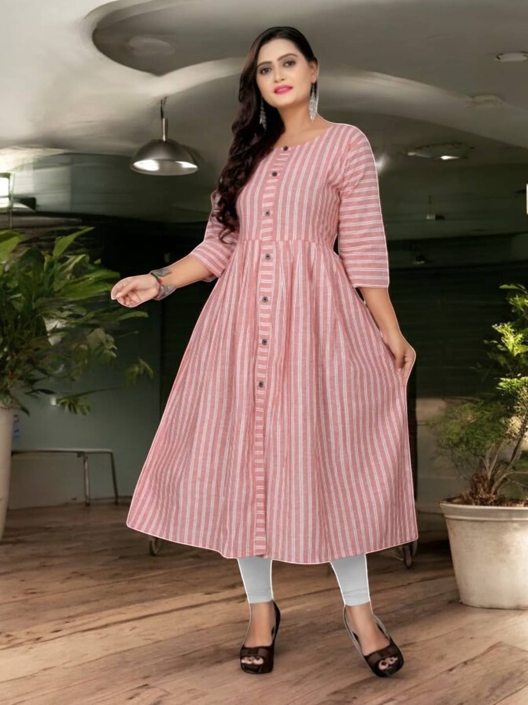     			vinchic Pack of 1 Cotton Embroidered Anarkali Women's Kurti - ( Multicolor )