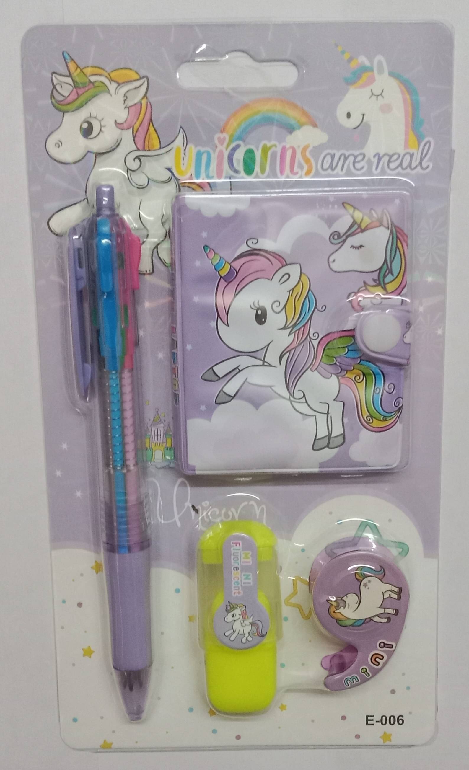     			2396Y2- YESKART -PURPLE 4 PC UNICORN STATIONERY SET FOR KIDS /Set of Super Cute Pocket Diary, Pen( 6 in 1) , Correction Tape& HIGHLIGHTER Stationery Items in Unicorn Theme Stationery Kit Birthday Gift Set Space Theme Return Gift Party Falvors
