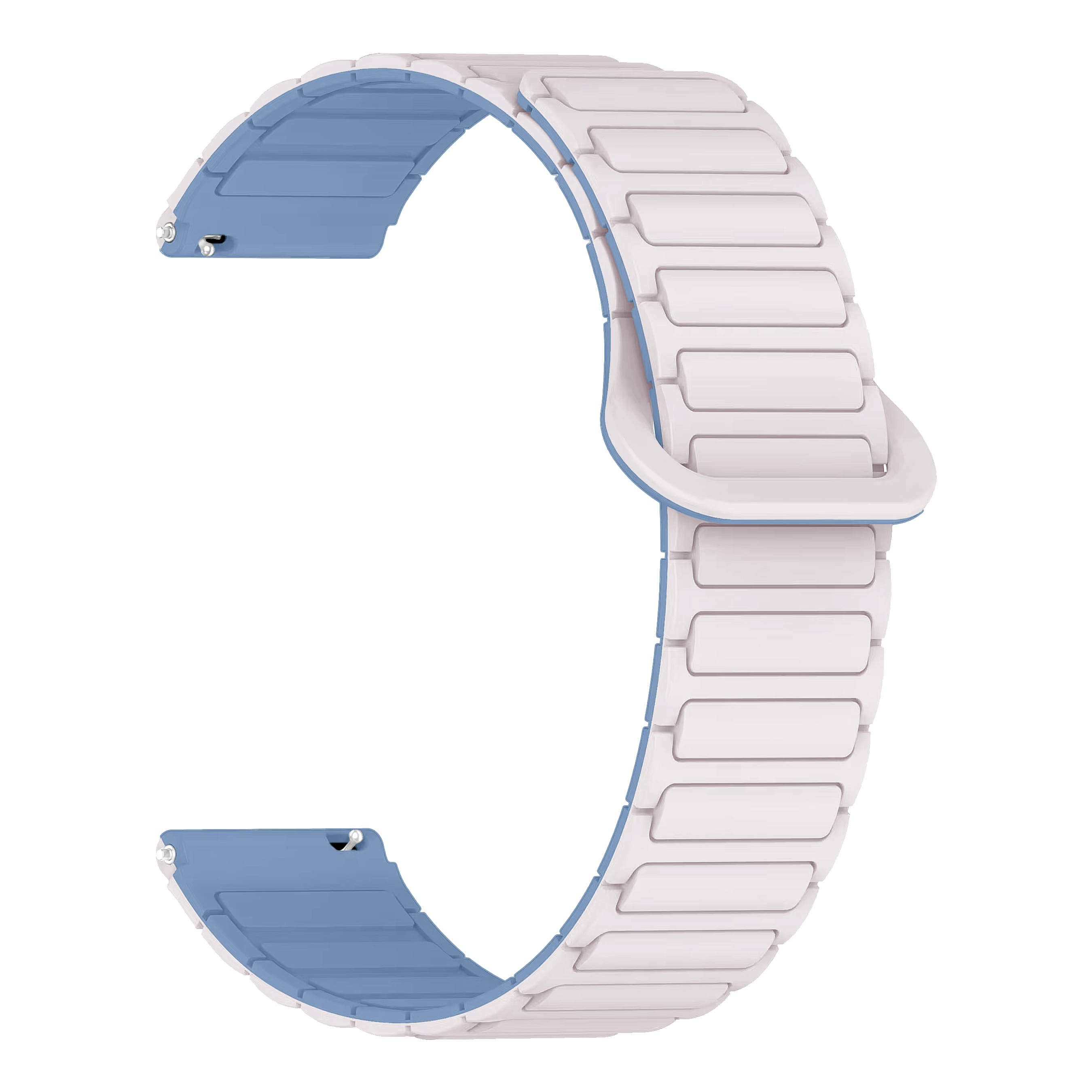     			ACM Watch Strap Magnetic Silicone 20mm compatible with Pebble Celia Smartwatch Luxury Colorful Band White with Mist Blue
