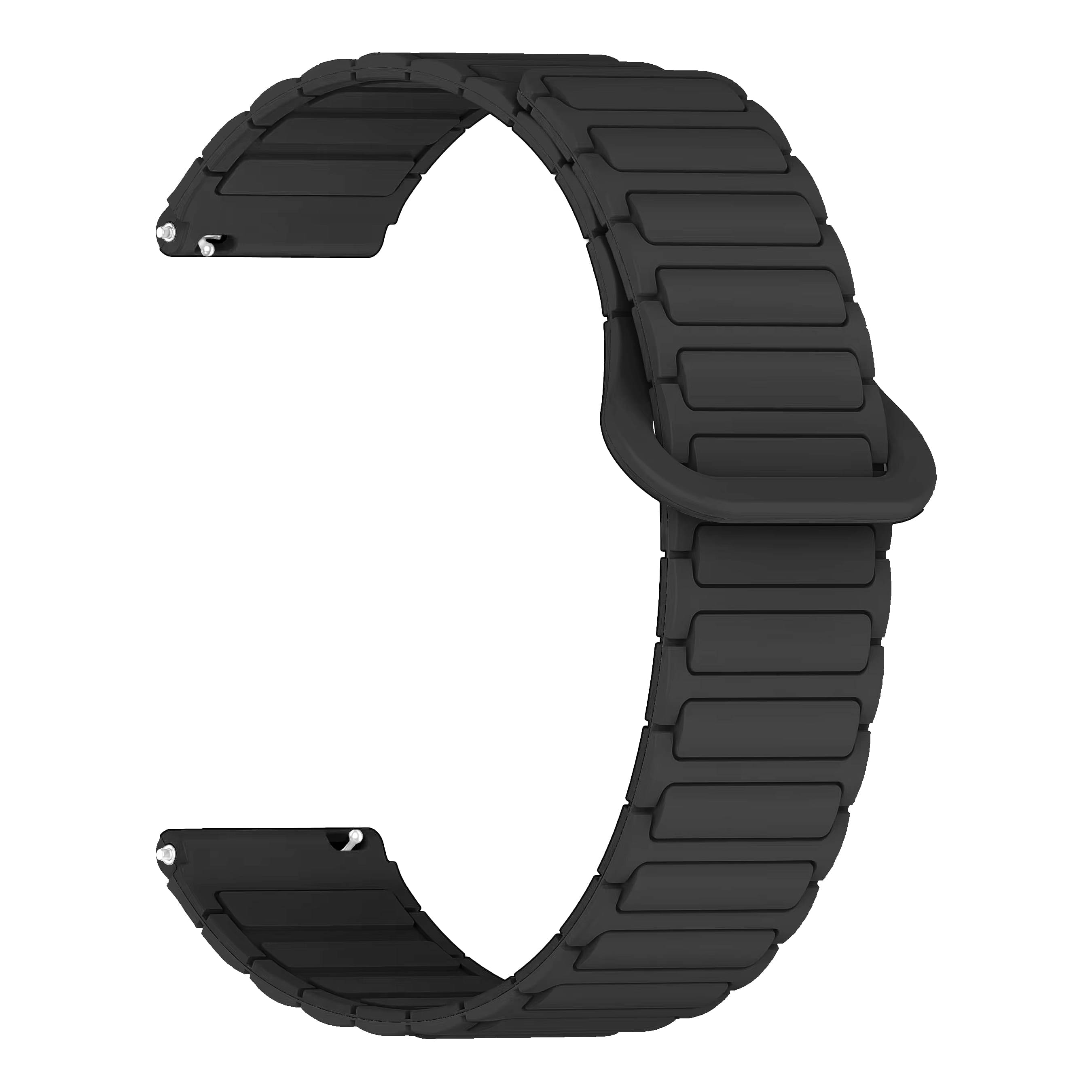     			ACM Watch Strap Magnetic Silicone 22mm compatible with Pebble Cosmos Vault Smartwatch Luxury Colorful Band Black