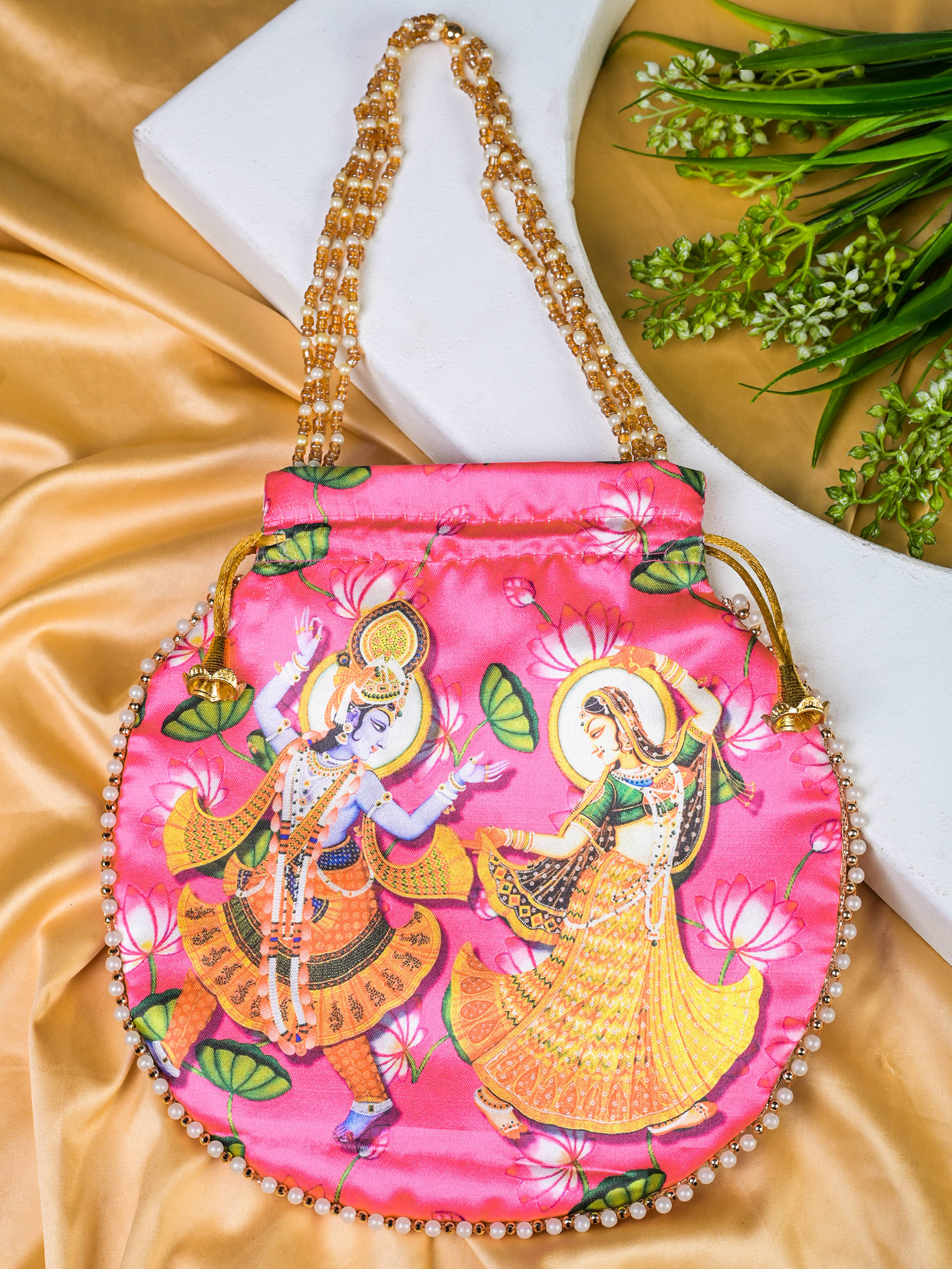    			Anjaneya Creations Handheld Bag Fabric Set of 1 ( Pink )