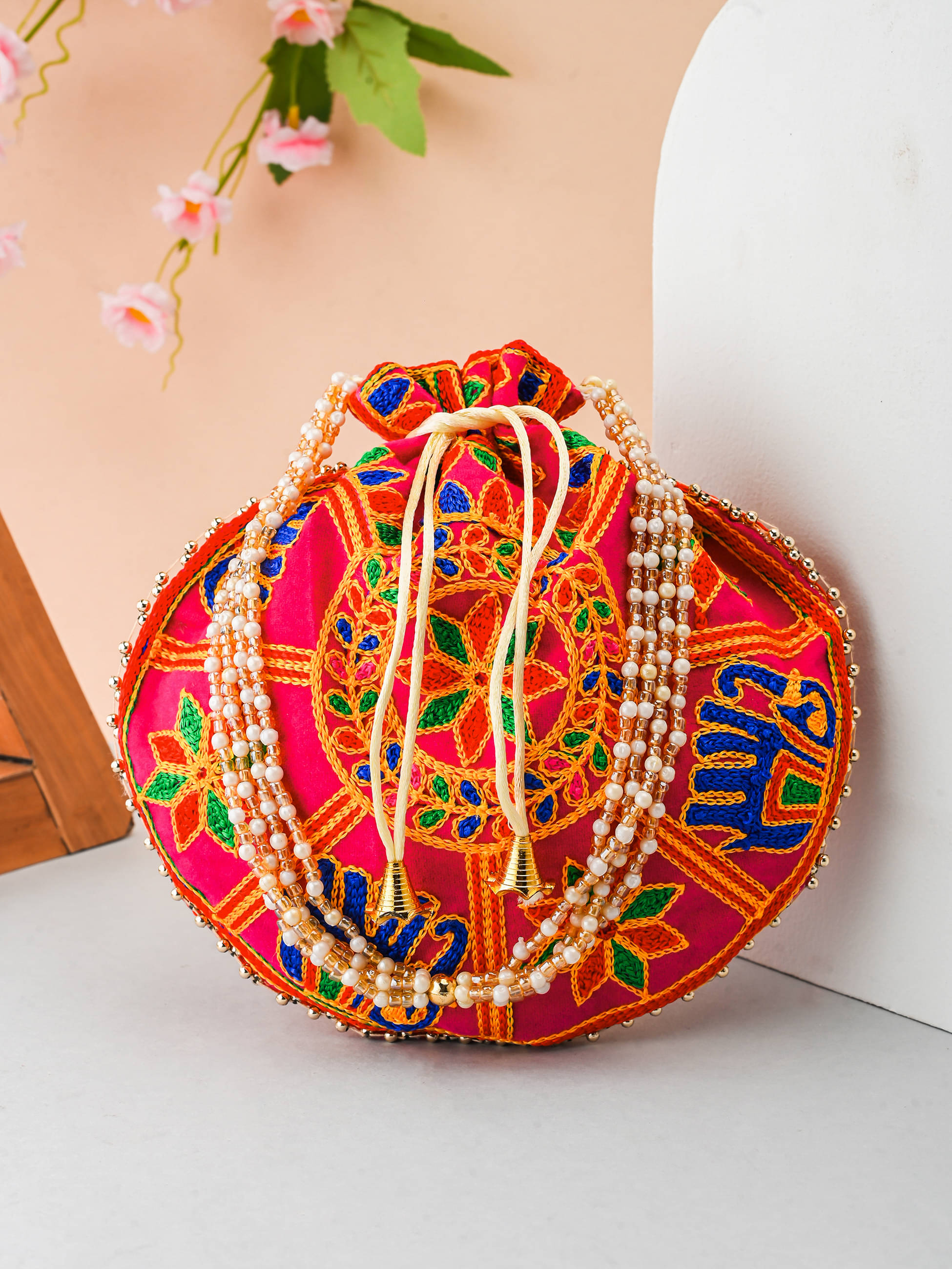     			Anjaneya Creations Handheld Bag Fabric Set of 1 ( Pink )