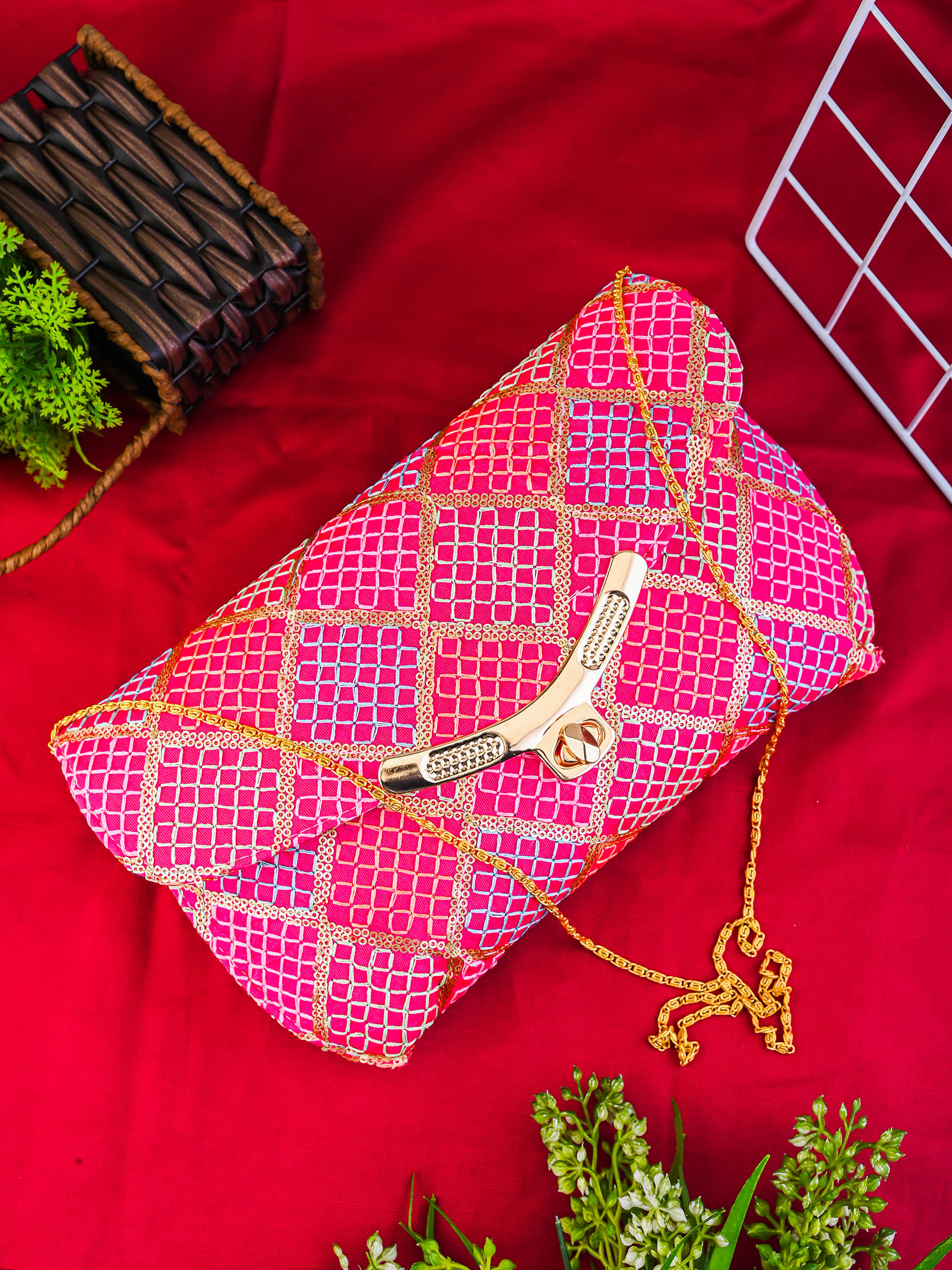     			Anjaneya Creations Sling Bag Fabric Set of 1 ( Pink )