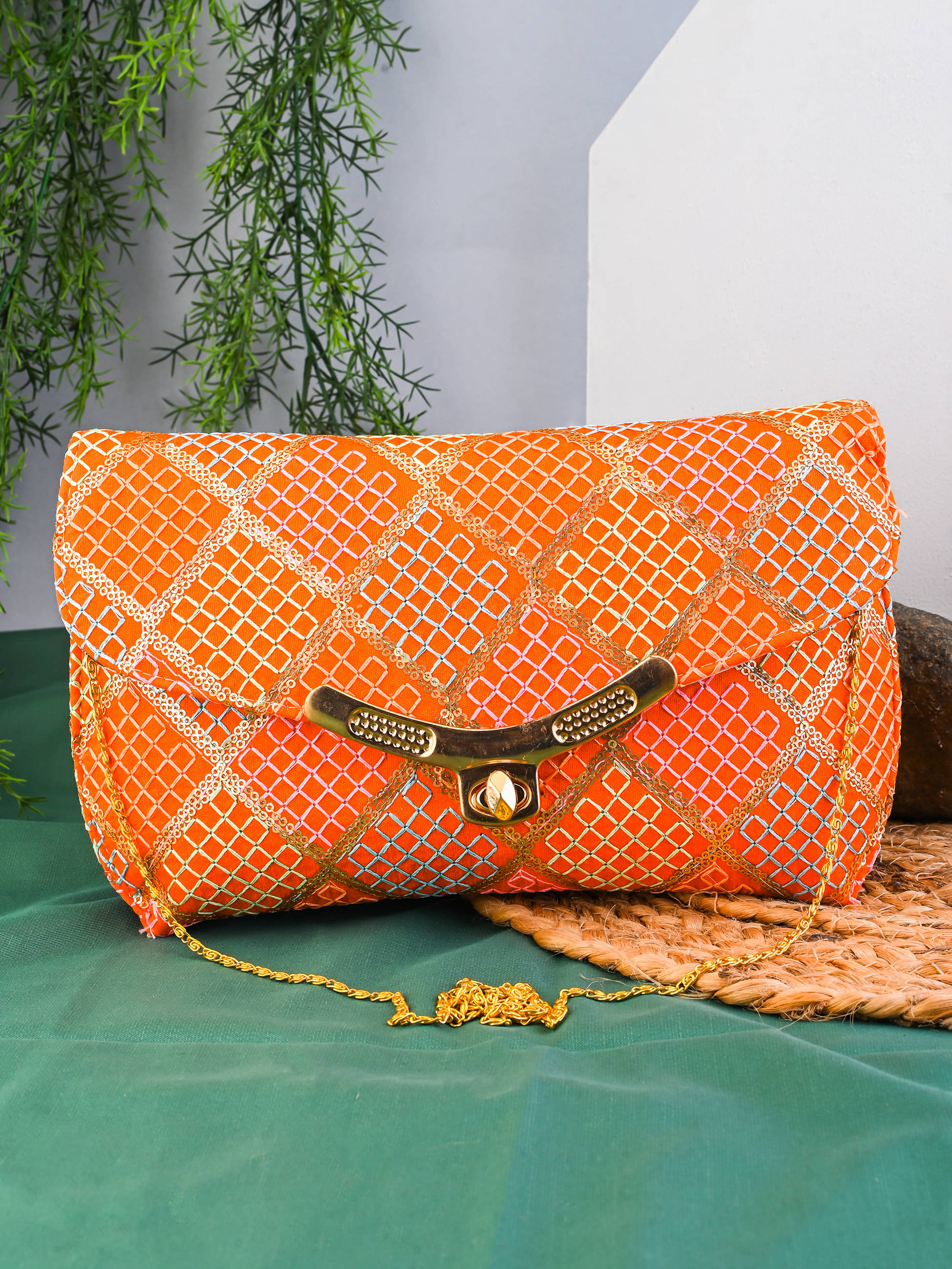     			Anjaneya Creations Sling Bag Fabric Set of 1 ( Orange )