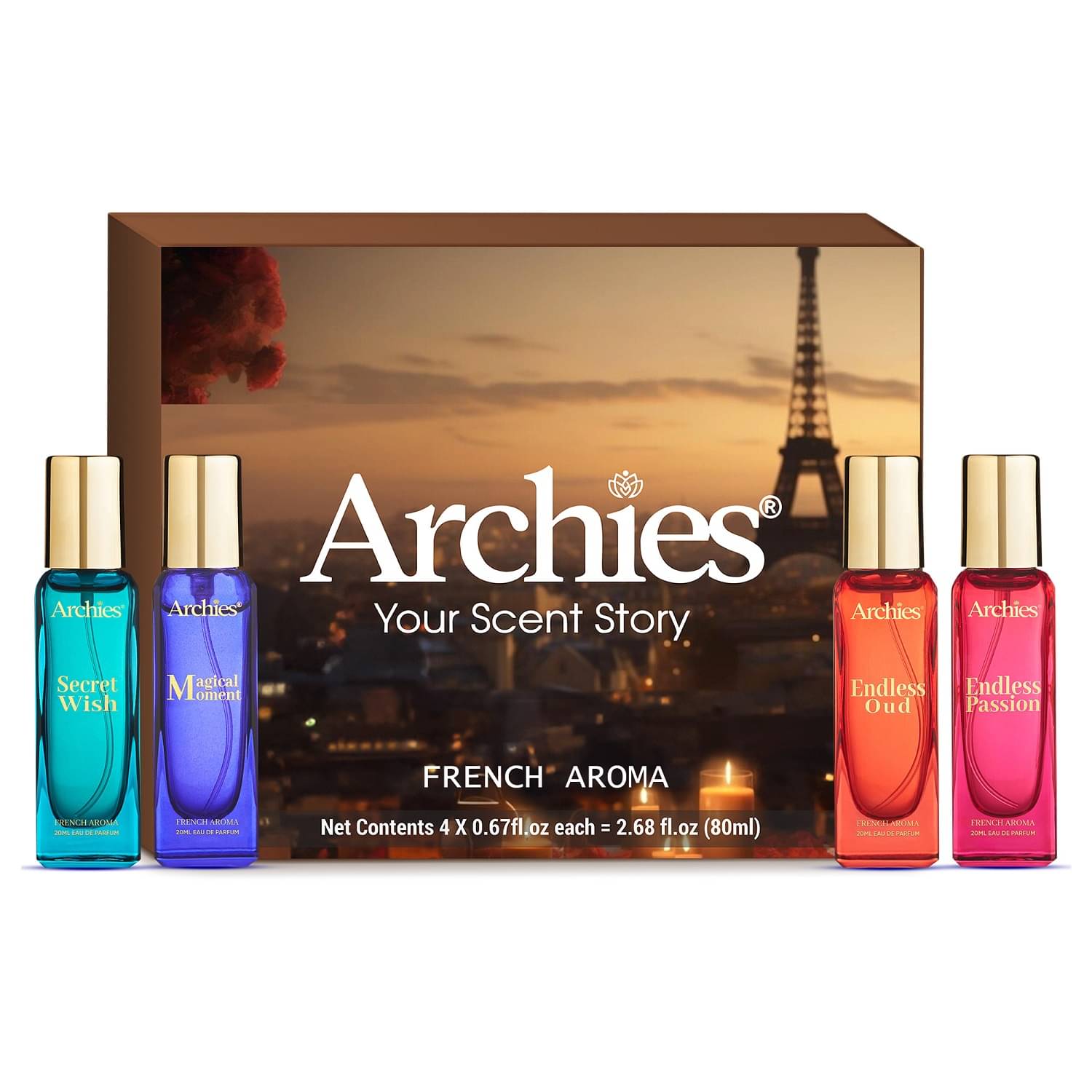     			ARCHIES Luxury Perfume Gift Set for Women, Premium & Long Lasting, French Aroma Scent-20mlx4