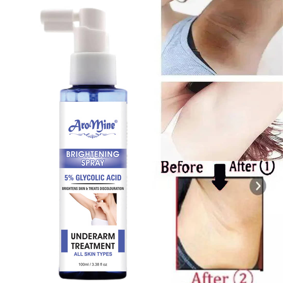 Aromine Underarms Brightening Spray For Whitens & Brighten-100ml