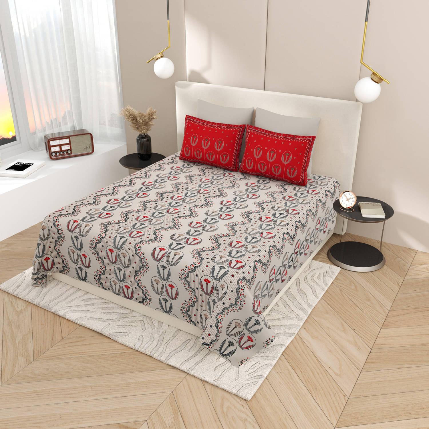 Bombay Spreads Cotton 1 Double King Bedsheet with 2 Pillow Covers ( Red ) Bombay Spreads Cotton 1 Double King Bedsheet with 2 Pillow Covers ( Red )