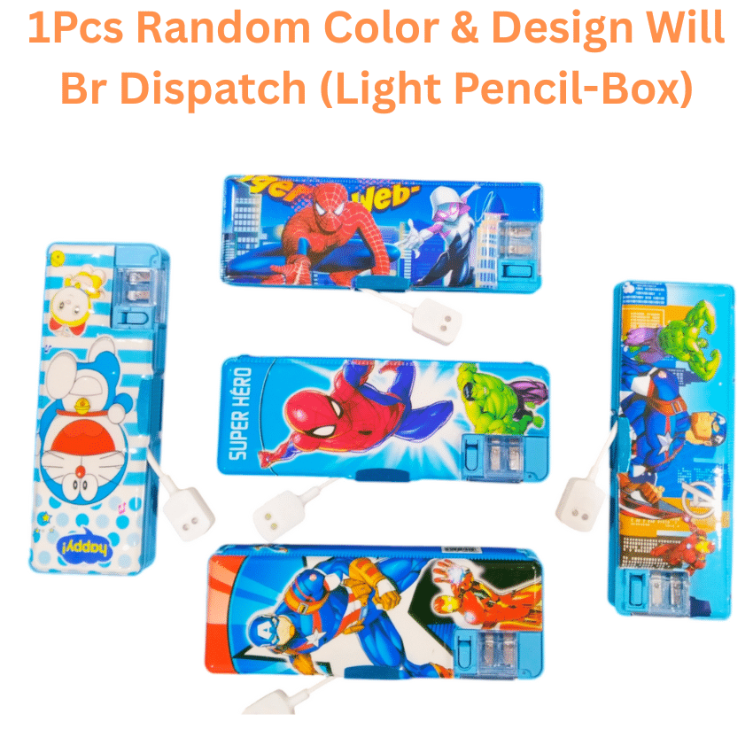     			Kalra Magic Multipurpose Compass Box, Plastic Double Deck Pencil Case with 2 Compartments, Supplies Utility Box Storage Organizer, Pencil Box for School, Cartoon Printed Pencil Case for Kids, Birthday Gift for Girls & Boys (1 Pc Mix Design)