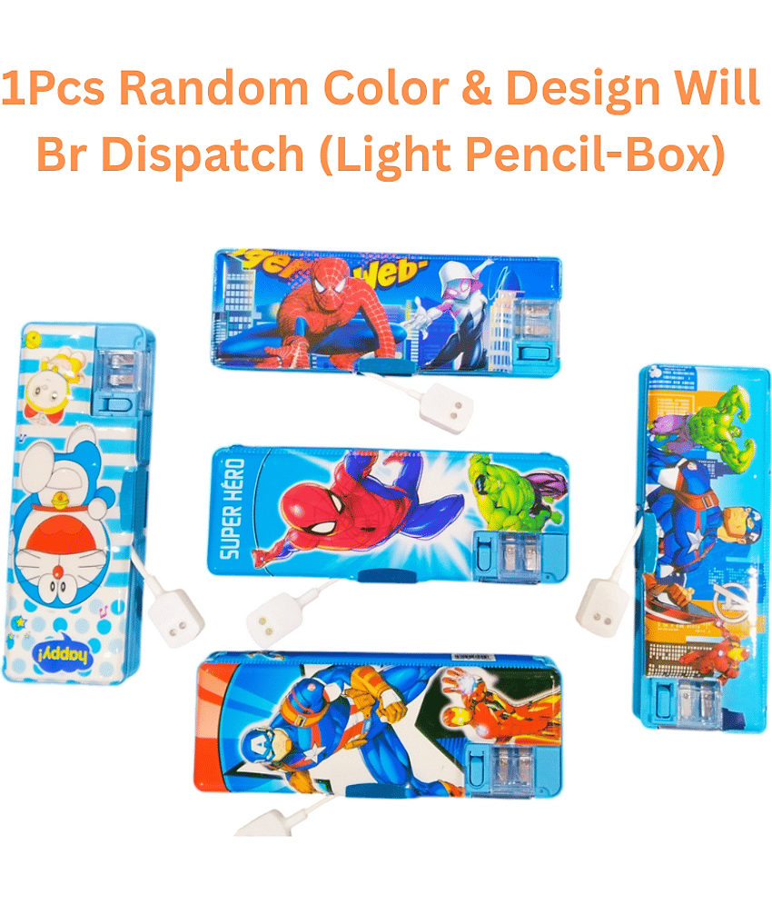 Kalra Magic Multipurpose Compass Box, Plastic Double Deck Pencil Case with 2 Compartments, Supplies Utility Box Storage Organizer, Pencil Box for School, Cartoon Printed Pencil Case for Kids, Birthday Gift for Girls & Boys (1 Pc Mix Design) - Stationery | Buy online on ZillyBuy