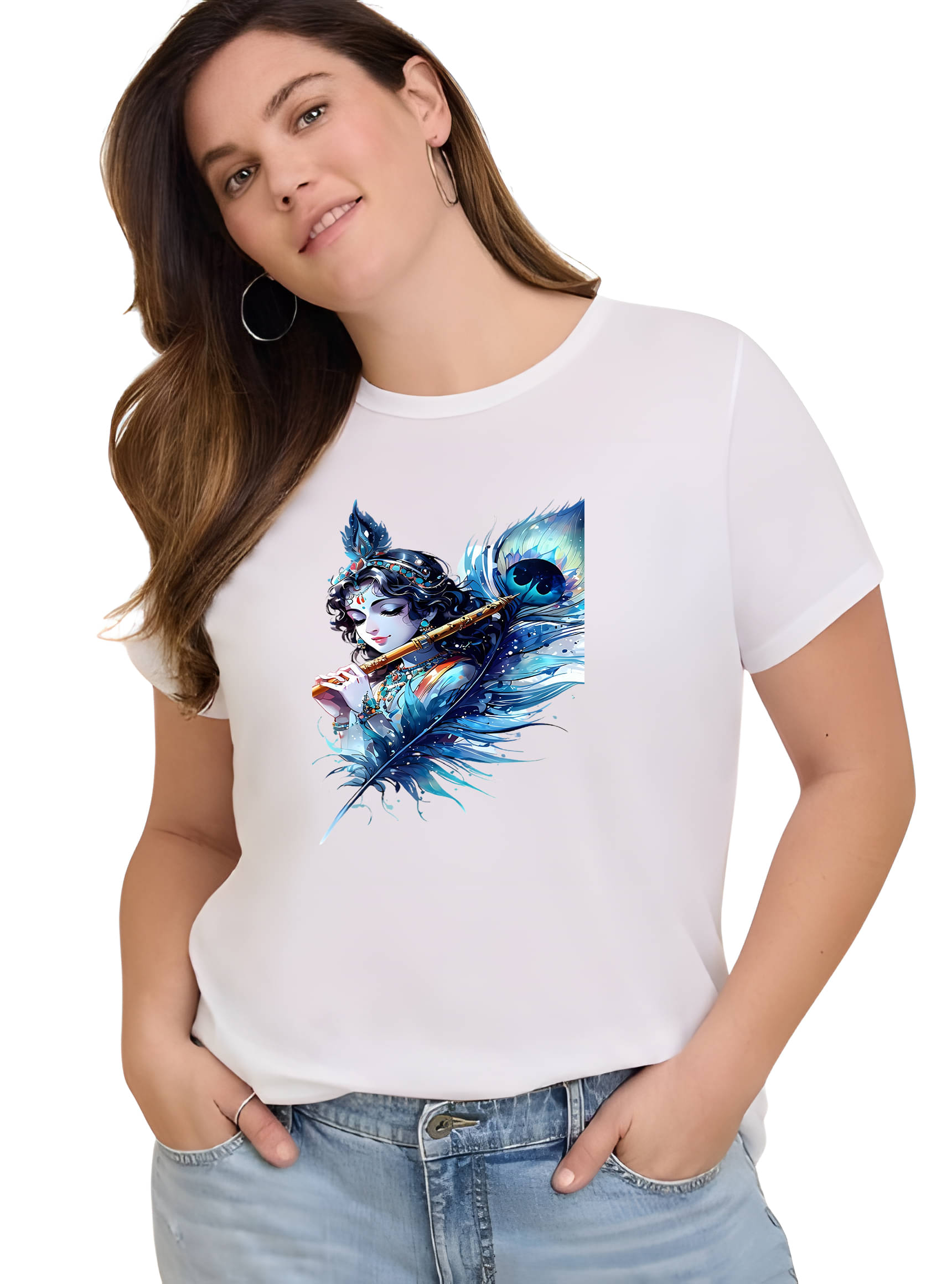 LUXELOOT Women Polyester Printed Regular Fit Round Neck T-Shirt ( White ) LUXELOOT Women Polyester Printed Regular Fit Round Neck T-Shirt ( White )