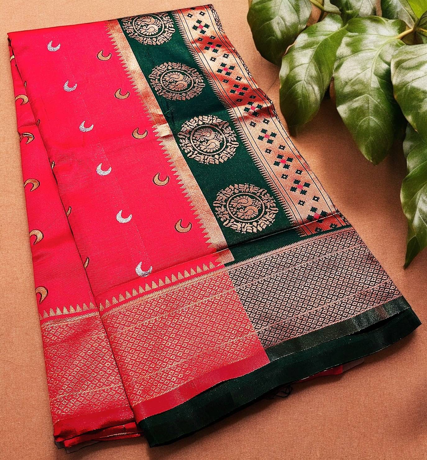     			Mysstre Art Silk Embellished Saree With Unstitched Blouse Piece ( Red )